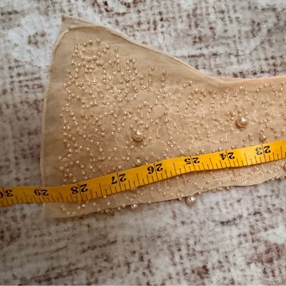 NWOT Oh Polly Champagne embellished Beaded Long Sleeve Crop Top size 2 - Picture 11 of 13